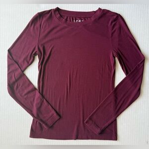 LOFT Long Sleeve Crew Neck Tee Smoked Garnet Red Size S